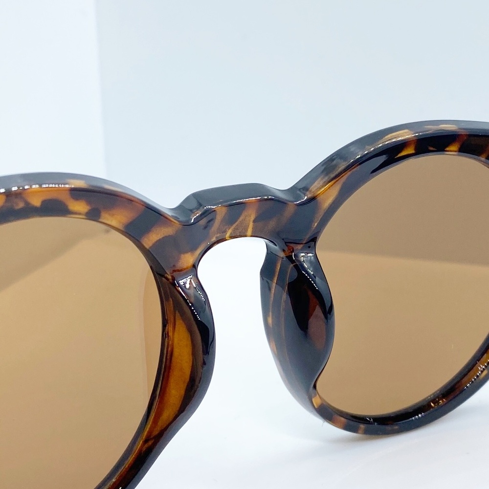 Sunglasses Tortoise Shell Retro Style Round New - Picture 5 of 11